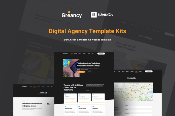 Greancy – Digital Business Agency Elementor Template Kit