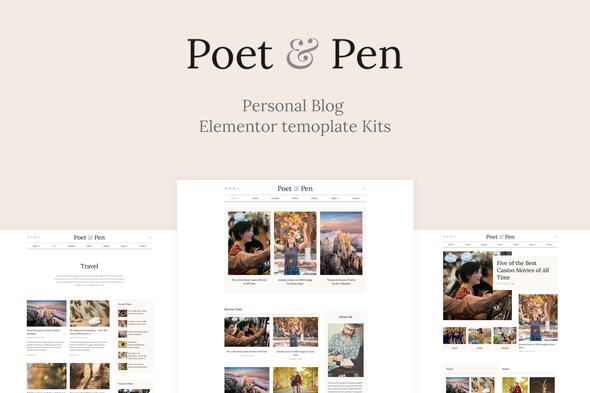 Poet & Pen – Personal Blog Elementor Template Kit