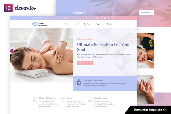 Luna – Spa & Wellness Elementor Template Kit