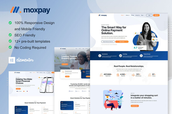 Moxpay – Online Payment Gateway Elementor Template Kit