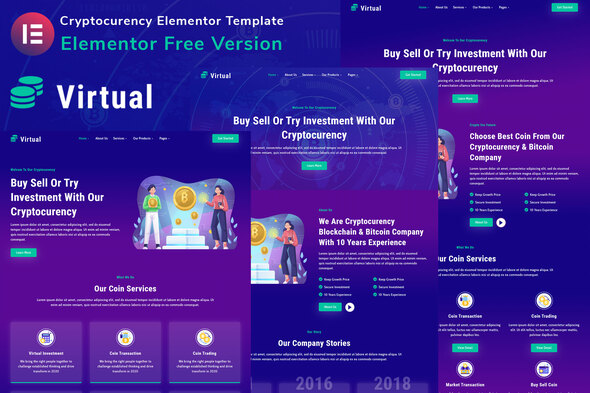Virtual – Cryptocurency Blockchain & Bitcoin Elementor Template Kit