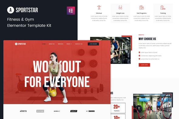 Sportstar – Fitness & Gym Elementor Template Kit