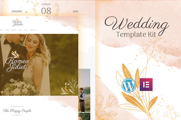 Karin – Gold Wedding Event Invitation Elementor Template Kit