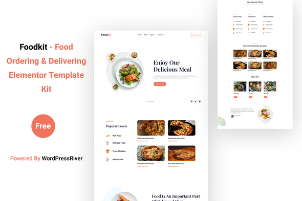 Foodkit – Food Ordering & Delivering Elementor Template Kit