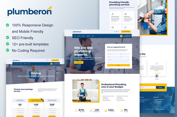 Plumberon – Plumbing Service Elementor Template Kit