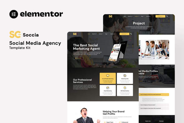 Soccia – Social Media Agency Elementor Template Kit