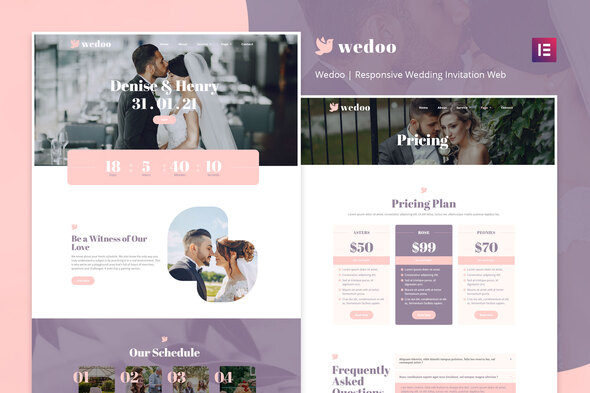 Wedoo – Online Wedding Invitation Elementor Template Kit